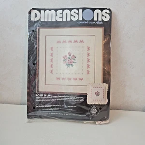 Dimensions Roses ’N Lace 3610 Counted Cross Stitch Kit by Dawne Cooley Started - Picture 1 of 4