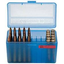 MTM Case Gard 50 Round Flip Top Rifle Ammo Box Clear Blue RMLD-50-24