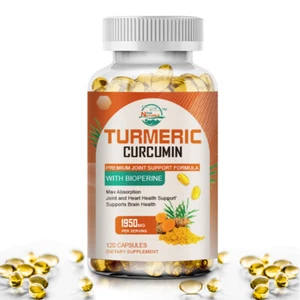 120 TURMERIC BLACK PEPPER CAPSULES 95% CURCUMINOIDS BIOPERINE STRONGEST TUMERIC - Picture 1 of 8