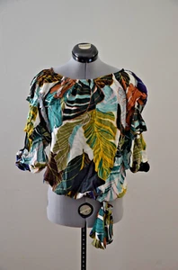Vince Camuto Women's Tropical Pattern Blouse size S, top with Tie at waist - Picture 1 of 4