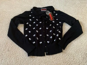 Jawbreaker maglione cardigan nero con teschi a pois bianchi taglia M NUOVO con etichette - Foto 1 di 10
