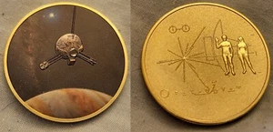 Placa Moneda Oro Sonda Espacial Pioneer ET Júpiter Estrellas Desnudo Hombre Mujer Antiguo EE. UU. - Imagen 1 de 21