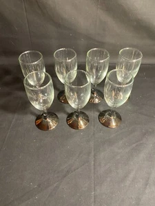 Smoked Champagne Flute~USED~Clear Glass with Smoky Stem~Lot of 7 - Picture 1 of 8
