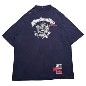 Vintage Y2K Akademiks Great Seal Eagle Graphic T Shirt Double Sided Black 2XL - Picture 1 of 6