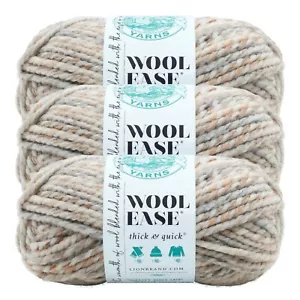 (3 Pack) Lion Brand Yarn 640-536A Wool-Ease Thick & Quick Bulky Yarn, Fossil - Picture 1 of 7