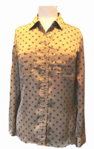 Michael Kors Bluse Gr. 4 Silky Feel - Langarm - Button-Down - goldene Initialen - Bild 1 von 10