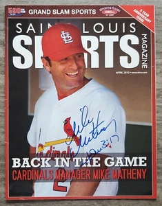 Revista deportiva firmada por Mike Matheny de St Louis abril de 2012 Manager Cardinals RAD - Imagen 1 de 1