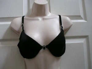 Women's Vintage 36B Bra Black Velvet Adjustable Straps Rhinestone Accents New - Picture 1 of 7