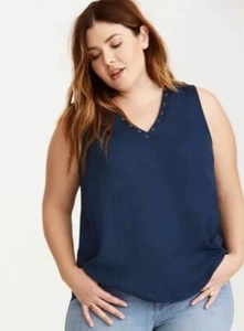 Torrid Tank Top Übergröße 1X (18/20) Metalle Öse mondbeschienener Ozean - Bild 1 von 5