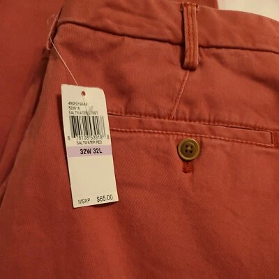 New Men's Stretch Chino 32Wx32L IZOD Saltwater Red Casual Pants W/Tags MSRP-$65 - Image 1 of 4