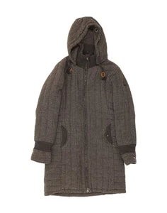 KHUJO Womens Hooded Overcoat UK 18 XL Grey Striped Polyester DD50 - Picture 1 of 3