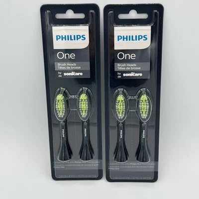 2 PAQUETES cabezales de cepillo Philips One by Sonicare negros BH1022/04 (2 ea - 4 en total nuevos Foto 1 de 4