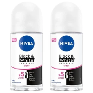 2 Pack Nivea Women 72H Black White Invisible Clear Roll-On Antiperspirant - Picture 1 of 5