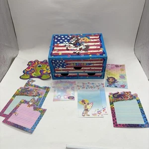 Lisa Frank Patriotic Stars Stripes USA Stationery Drawer Box Vintage Rare VHTF - Picture 1 of 13