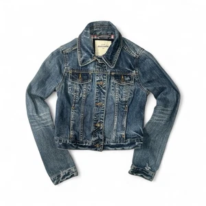 Abercrombie & Fitch Denim Jacket GIRLS XL Distressed Button Up Youth Kids - Picture 1 of 5
