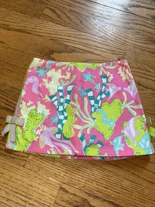 Lilly Pultizer Girls Size 4 Pink Ocean With Fish Skirt With Undershorts Zip Up - Picture 1 of 4