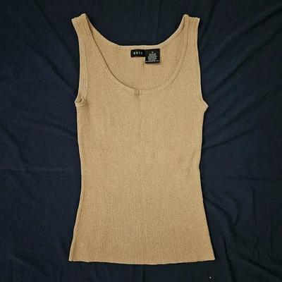 Camiseta sin mangas para mujer sin mangas metálica dorada acanalada talla Y2K mediana ajustada vacaciones  Foto 1 de 3