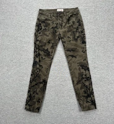 Driftwood Jackie Pants Womens 27 Green Camo Stretch Floral Embroidered - Image 1 of 4