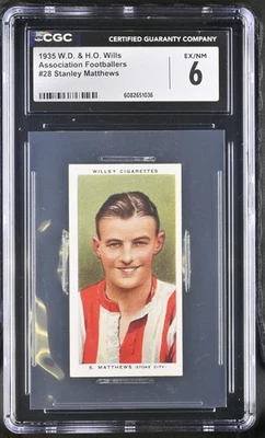 1936 Wills Association Futbolistas #28 Stanley Matthews CGC 6 EX-NM HOF Foto 1 de 2