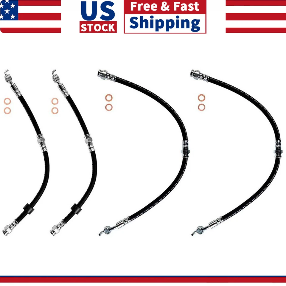 4pcs Front Rear Brake Hose Brake Line For 2001 2002 2003 Mazda Protege - Изображение 1 из 4