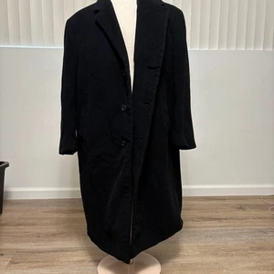 Jones New York Men's Wool Brend Black Long Button Down Overcoat Size 46R - Picture 1 of 9