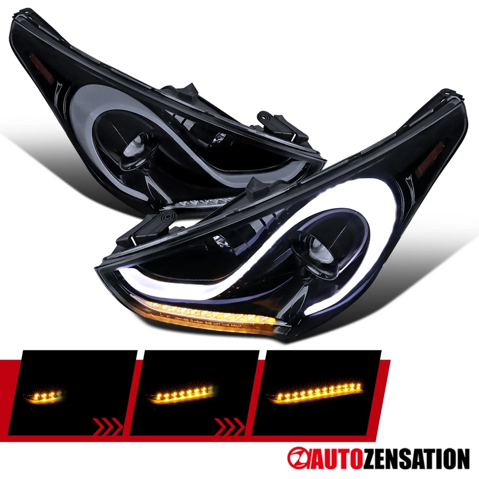 Fit 2012-2017 Hyundai Veloster Smoke Projector Headlights LED Sequential Signal Foto 1 de 4