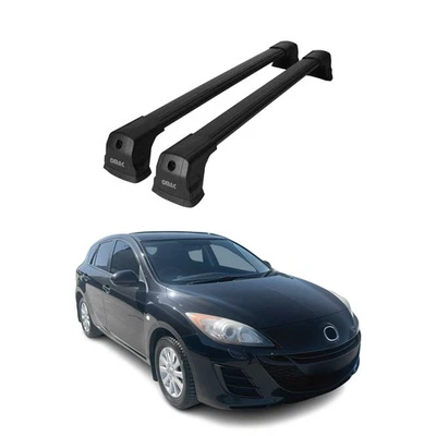 Barra transversal portaequipajes de techo de puntos fijos para Mazda 3 sedán 2004-2009 negro 2 piezas Foto 1 de 4