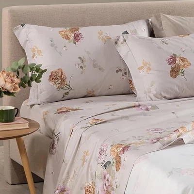 Completo Lenzuola Matrimoniali Caleffi in 100% Cotone Art. Ikebana Stampa digit. - Immagine 1 di 4