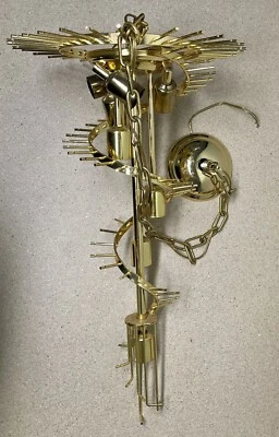 Vintage Brass Spiral Italian Murano Glass Chandelier Quattro Italy  *No Glass - Image 1 of 3