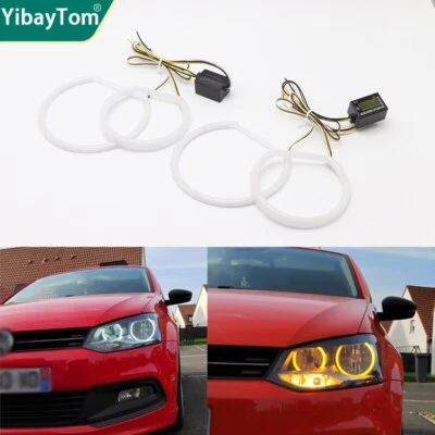 4x Cotton Light LED Angel Eye Halo Rings Kit For Volkswagen VW Polo Mk5 6R 6C 61 - Image 1 of 4