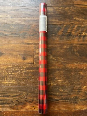 NEW HALLMARK 150 SQ. FT. PREMIUM FOIL Christmas GIFT WRAP RED/BLACK SQUARES - Image 1 of 2