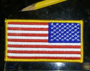 AMERICAN FLAG EMBROIDERED PATCH GOLD BORDER USA - Picture 1 of 2