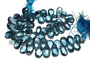 8" Strand LONDON BLUE TOPAZ 8-11mm Faceted Teardrop Beads AAA /t9 - Picture 1 of 2