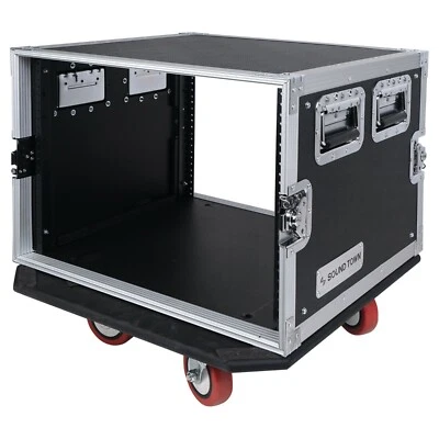 Sound Town 8U Rack Case, 8-Space with 21” Depth Plywood Metal Corners (STRC-8UW)