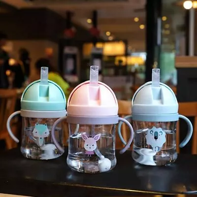 Infant Straw Cup Anti-choke Baby Handle Water Bottle Plastic Learning Drinking. • 15.79$