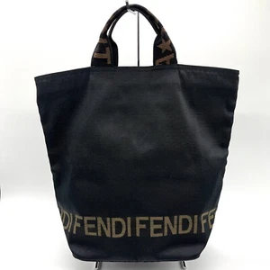Fendi Hand Bag Black Nylon Leather Zip From Japan Authentic - Picture 1 of 16