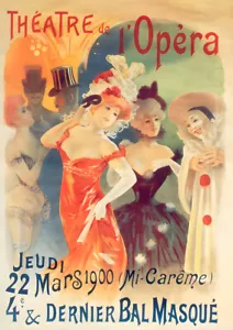 Teatro dell'Opera finale ballo in maschera 1900 donne poster festa stampa arte taglia scelta - Foto 1 di 1