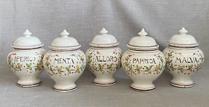 De colección 5x mayólica tipo boticario cocina exhibición hierbas tarros ollas tapa - Imagen 1 de 23