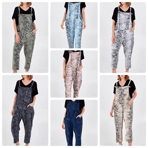 Neu Jersey-Latzhose Overall mit Zebramuster für Damen Einheitsgröße (8–16) neu mit Etikett - Bild 1 von 22