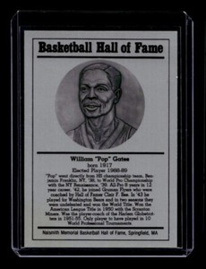 WILLIAM POP GATES 1986-99 BASKETBALL HALL OF FAME METALLIC HOF