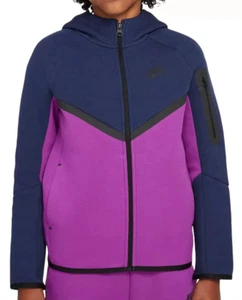 New Nike Sportswear Tech Fleece Full-Zip Kids Hoodie Jacket Navy-Purple-Black 🔥 - Picture 1 of 7