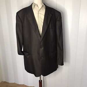 Jos A. Bank Men's 50L Brown/Black check Blazer SILK WOOL Jacket sport Coat