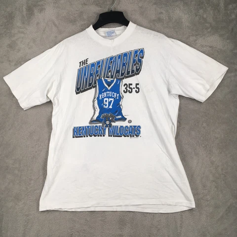 Vintage Kentucky Wildcats T Shirt Mens XL Basketball 1997 The Unbelievables 35-5 Cover