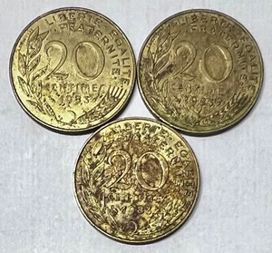 FRANCE 20 CENTIMES 3 COIN SET 1983 - Picture 1 of 2