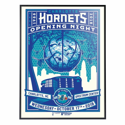 Phenom Gallery Charlotte Hornets 30th Anniversary Deluxe Framed Serigraph (Print Cover