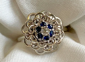 White Gold Diamond Ring 5.07g Fine Jewelry Size 6 Band Sapphire Color *READ* - Picture 1 of 24