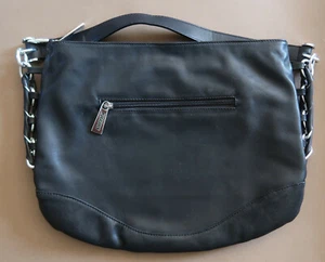 *Morrissey Mid Sized Black Leather Handbag: 36cm Wide x 29cm Tall - Picture 1 of 12