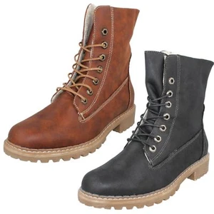 "SALE" Ladies F5R0867 Black or Tan Lace Up Fleece lined Boots By Down To Earth - Picture 1 of 19