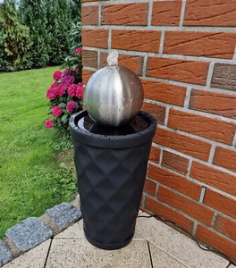 Terrassenbrunnen Sevilla schwarz Polystone LED Garten Springbrunnen Brunnenkugel - Bild 1 von 1