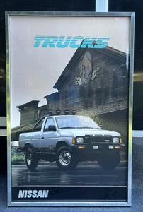 Nissan Dealer Display Large Framed Print Trucks 1990’s Man cave Garage Hardbody - Picture 1 of 12